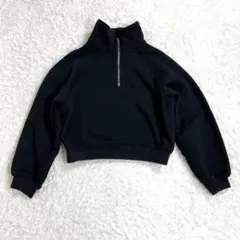 デイジーレス レディース スウェット 黒 裏起毛 ハーフジップ ショート丈 L