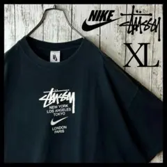【激レア】ナイキ ステューシー コラボ Tシャツ XL センターロゴ ブラック