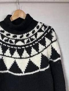 古着 ラルフローレン ノルディックニット ハンドニット レザーパッチ アメカジ