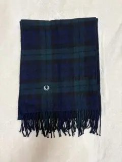 FRED PERRY チェック柄マフラー ネイビー系
