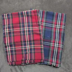 【2枚セット】赤と青のチェック柄綿生地