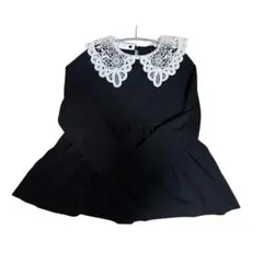 ペプラムトップス　レース襟