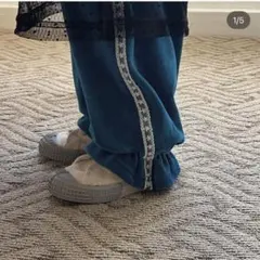 MINIMAL レース サイドライン ジョガーパンツ ブルー グリーンS 新品