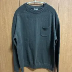ダークグリーン クルーネック ニット XL