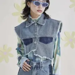 アシンメトリーフリンジ　デニムベスト　mietteのサムネイル