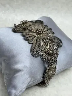 純銀　銀製♦️銀細工 純銀コースター SILVER骨董 4個セット シルバーオーバレイ「銀装飾 コースター 厚み6mm