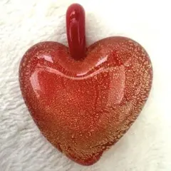 ムラーノガラス ハートペンダント 赤　金