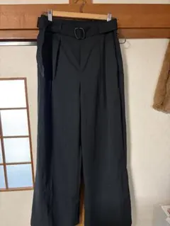 GU ベルト付き ワイドパンツ ブラック L