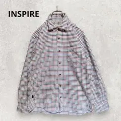 INSPIRE 長袖ボタンダウンシャツ M チェック柄 清潔感 ゆったり 爽やかのサムネイル