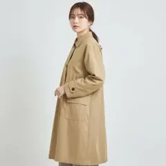 【美品】Samansa Mos2 裏地ストライプ ゆったり ステンカラーコート□