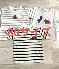 新品未使用 プティマイン Tシャツ 3枚セット 80サイズ 恐竜 くま 保育園着
