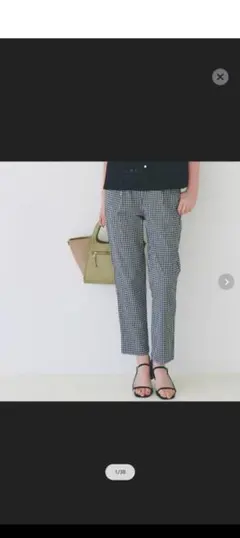 【新品】冷感 サマーハイパーストレッチテーパードパンツ ギンガムのサムネイル