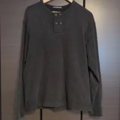 ​【希少】イッセイミヤケメン 変形ダブルボタン ヘンリーネック カットソー 黒のサムネイル