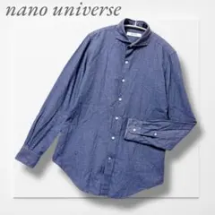 ナノユニバース◆長袖シャツ(M)紺 ピーチスキン 大人カジュアル キレカジ