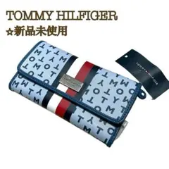 【新品】トミーヒルフィガー クラッチウォレット 長財布 ブルー×トリコロール