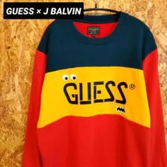「GUESS×J·BALVIN」コラボ マルチカラー切替スウェットトレーナー