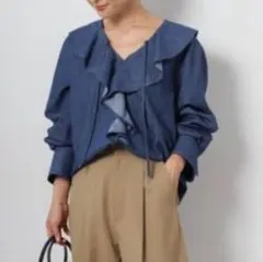 デニムフリルシャツ