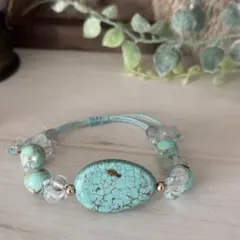 ターコイズ【一点もの】アフリカンターコイズ｜前進勝負のお守りブレス｜フリーサイズ