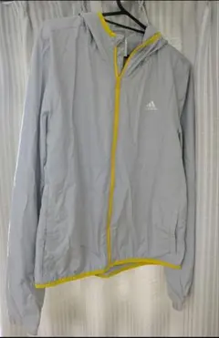 adidas フード付きウィンドブレーカー グレー/イエロー
