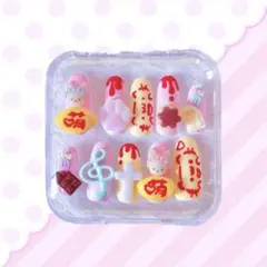 ♡新作 ネイルチップ♡おむらいす 平成女児 女児ネイル ゴテゴテネイル メイド