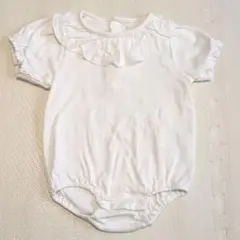 フリル襟 ボタン付きロンパース 80