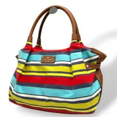 美品　ケイトスペード　ハンドバッグ　赤　キャンバス　ワンショルダー　A4可　s1