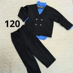 フォーマルスーツ 120 ノーカラー 黒 4点セット 男の子 ハレの日