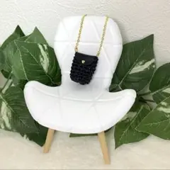 ミニチュア ミニショルダーバッグ ブラック ドール用 ポシェット