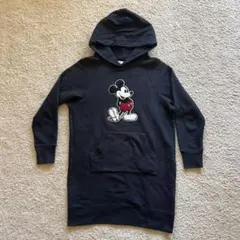 刺繍ミッキー フード付き ロング丈トレーナー ワンピース S 激レア