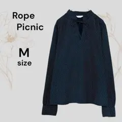 Rope Picnic 美品 ロペ ドット柄 長袖 シャツ ブラウス ブラック