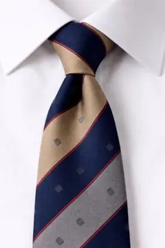 Lanvin ネクタイ（ネイビー×ベージュ ストライプ）