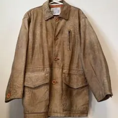 お*ん様 70s 80s ビンテージ 本革 レザージャケット カーコート ブラウ