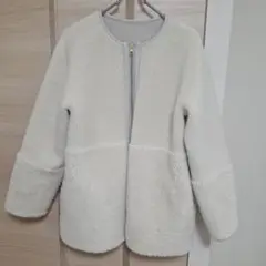 grove ムートン風 リバーシブルノーカラーボアコート