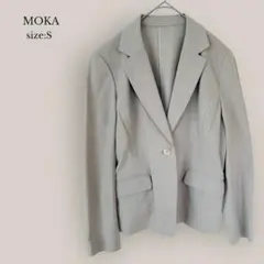 【MOKA】テーラードジャケット　ストレッチ　オフィス　ビジネス　グレージュ