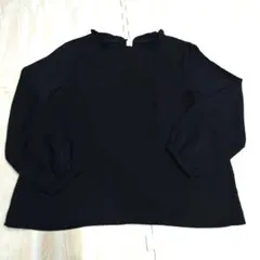 ナチュラルビューティーベーシック ブラウス ブラック 襟元フリルブラウスサイズS