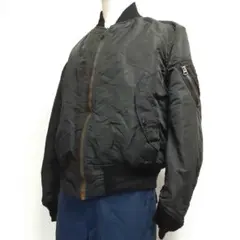 美品★アルファ フライトジャケット Lサイズ 黒 オレンジ 80s 90s