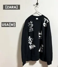 【ZARA】ザラ メンズ スウェット USA(M) ブラック