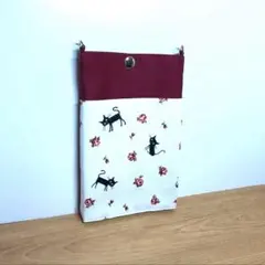 スマホポーチ(本体)　猫柄　黒猫　サコッシュ　ミニショルダー