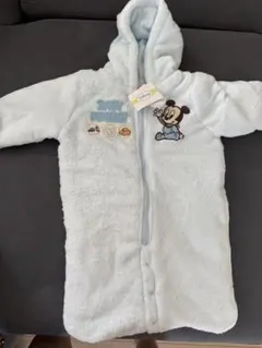 ディズニー ミッキーマウスロンパース 水色 フリース
