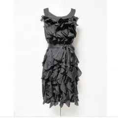 BCBGmaxandcleoブラックフリルリボンワンピースドレス結婚式パーティー