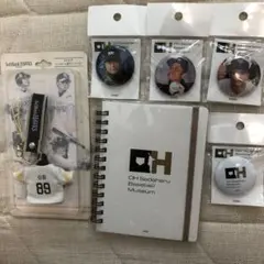 ソフトバンクホークス　王貞治会長の缶バッチ4セット リングノート 携帯ストラップ