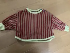 赤クリームストライプ バルーンスリーブ 90