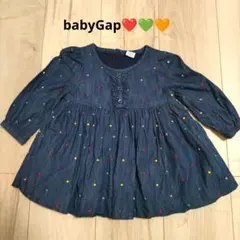 ★美品★　babyGap デニムブルー カラフルドットワンピース　80センチ