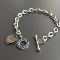 ステンレス ハート＆チェーンブレスレット レディース y2k アンカーチェーン