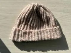 リブ編みピンクニット帽