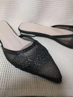 【新品】ブラックメッシュミュール