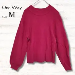 ワンウェイ 長袖ニット 赤紫 Ｍ バルーン袖 秋冬