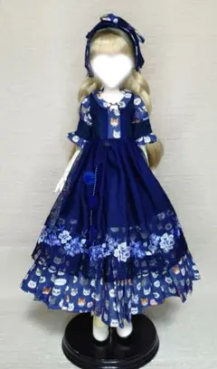 MSD 1/4 猫ちゃんプリントのドレスセット