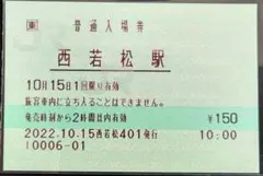 JR東日本 西若松駅 pos入場券(開業記念日)