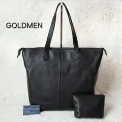 GOLDMEN ゴールドメン 本革 トートバッグ ポーチ付き 大容量